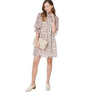 Hayden Los Angeles Women's Floral Smocked  High Neck Mini Dress Medium